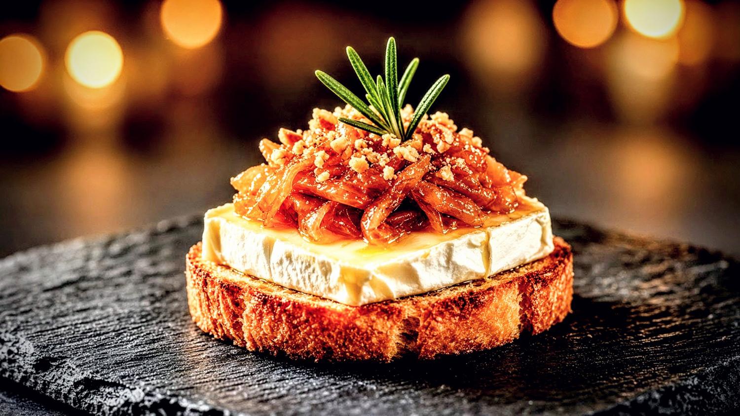 Brie y cebolla caramelizada