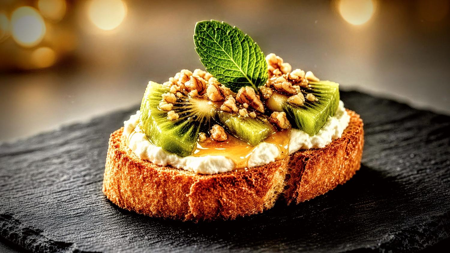 Kiwi, nuez y menta